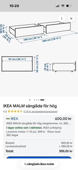 Ikea Malm sänglådor
