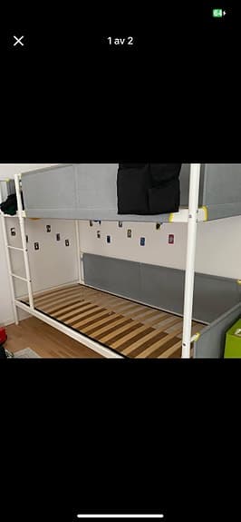 IKEA våningssäng vit med grå sidor