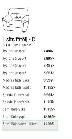 Mio Palermo 3-sits bäddsoffa + fåtölj i äkta skinn – mycket fint skick