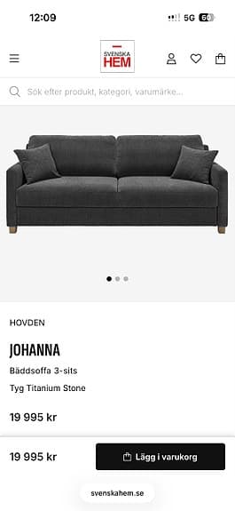 Bäddsoffa Johanna från Svenska Hem
