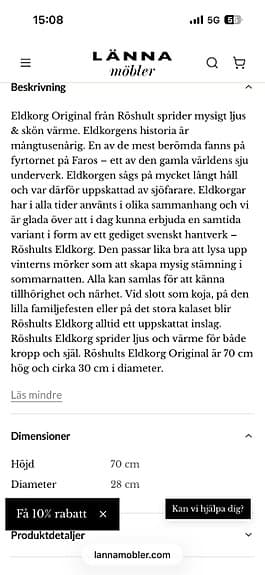 Röshults Eldkorg Original 70 cm