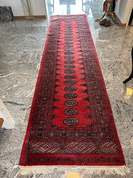 IKEA röd gångmatta orientalisk mönstrad