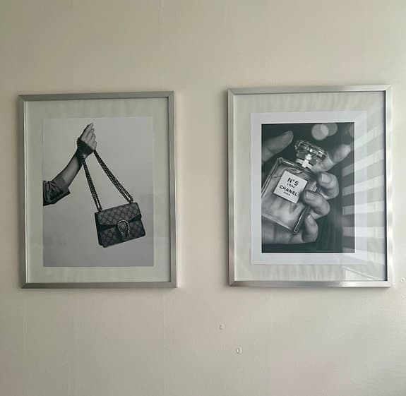 Spegel med lampa+ram med bild
