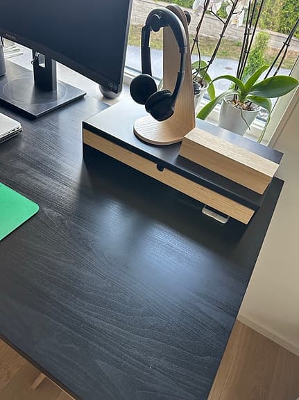 Justerbar skrivbord trä/Svart