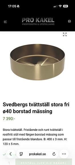 Svedbergs Tvättställ Borstad Mässing