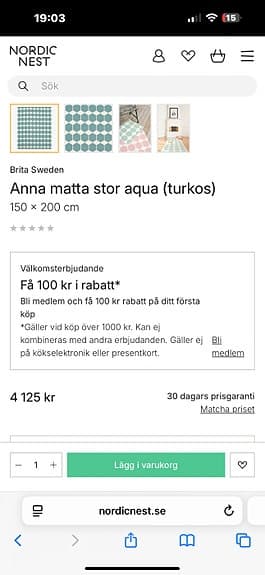 Brita Sweden plastmatta bladmönster flerfärgad