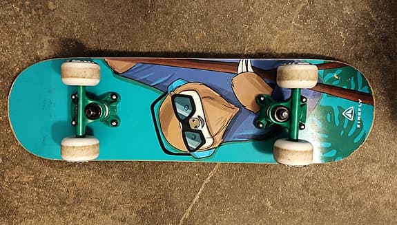 Firefly skateboard med motiv blå/grön