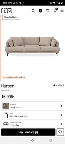 Harper 4sits soffa med fåtölj från Mio