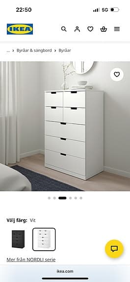 IKEA vit byrå med 7 lådor