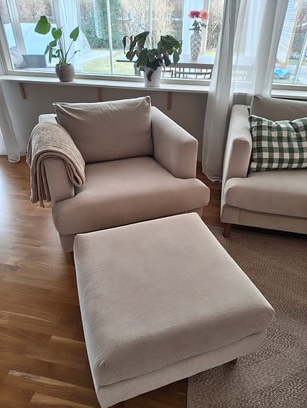Soffa & fåtölj + fotpall