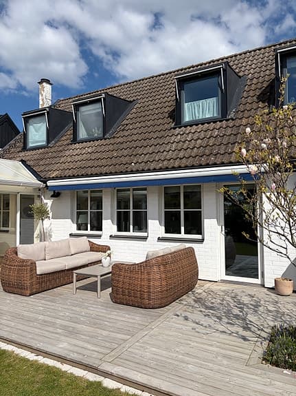 Blå terrassmarkis (tyg)