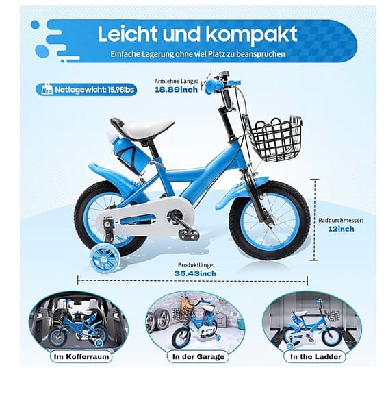 Barncykel Elksften 12 och 16 tums