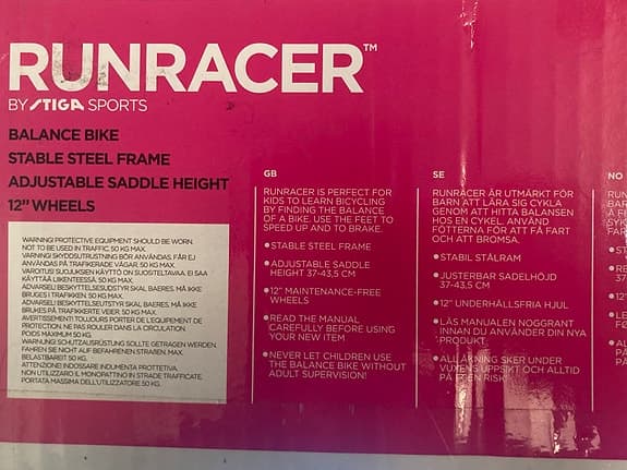 STIGA Runracer balanscykel – rosa, helt ny & oöppnad
