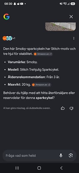 Disney Stitch trehjuling sparkcykel blå