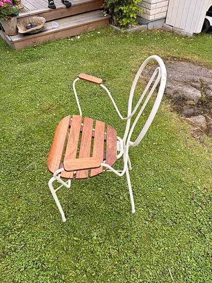 Trädgårdsstolar metall och trä vit/brun