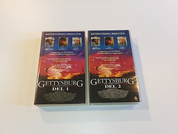 Gettysburg Del 1 & 2 VHS krig Amerikanska inbördeskriget inplastade kassetter