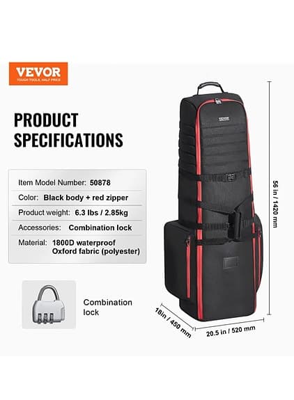 Vevor golfresefodral svart med röda detaljer