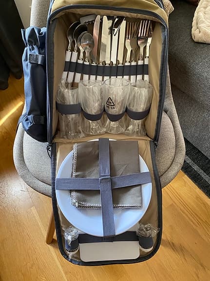 Picknickryggsäck blå/beige