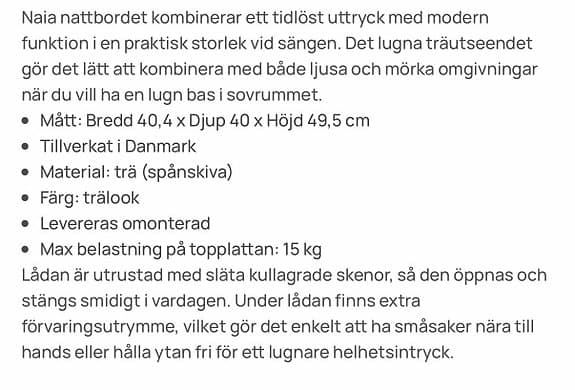 2 st helt nya sängbord från danska Tvilum