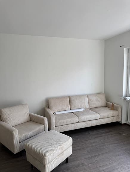 Peppe soffgrupp 3-sits + fåtölj + fotpall beige manchester