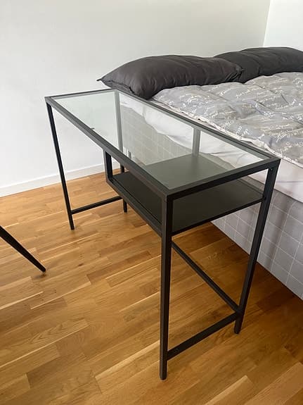 VITTSJÖ bord svart/glas 100x36 cm