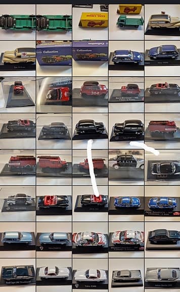 Samling modellbilar Volvo, Mercedes-Benz, Saab bl.a. i skala i bra skick