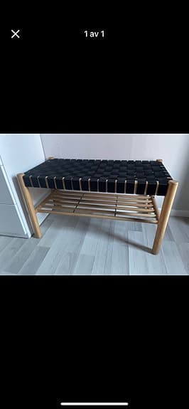 Mio bänk med hylla svart/naturträ