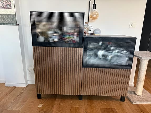 IKEA Besta Storage Combination with Glass Doors & Built-in LED Lighting