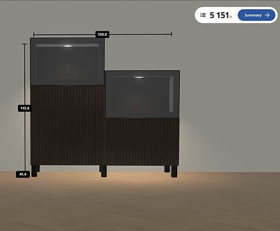 IKEA Besta Storage Combination with Glass Doors & Built-in LED Lighting