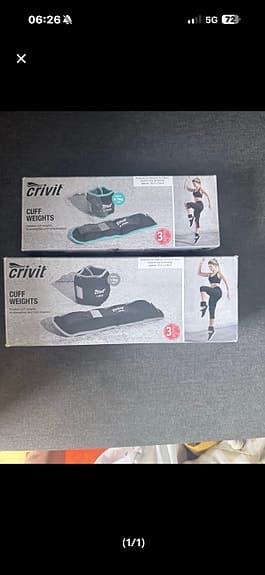 Domyos hantelset 20 kg + Crivit fotvikter och träningsbänk