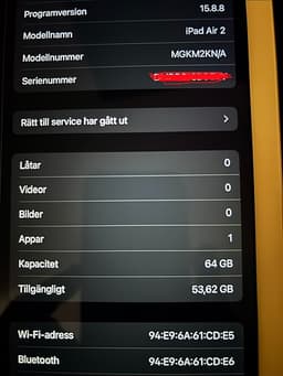 Apple iPad Air 2 surfplatta 64 GB
