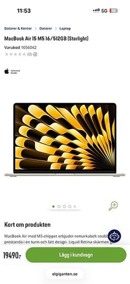 Oöppnad MacBook air före prishöjningen 15-tum