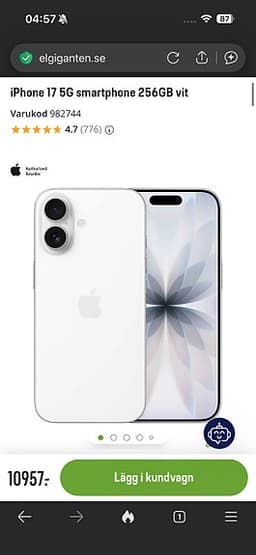 Apple iPhone 17 mobil 256 GB vit