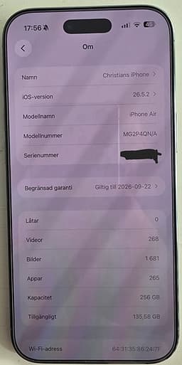 iPhone Air 256gb himmelsblå