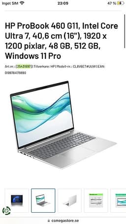 HP bärbar dator silver 15 tum