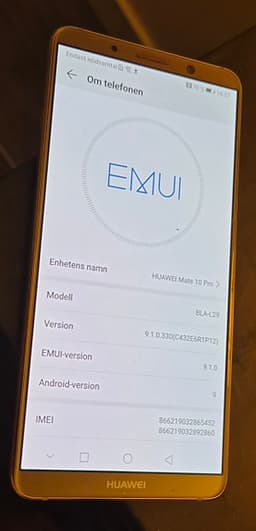 Huawei Mate 10 Pro 128gb Fint skick