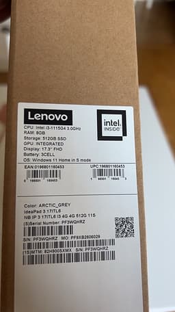 Lenovo IdeaPad 3 17,3" laptop Arctic Grey i3 8GB 512GB SSD