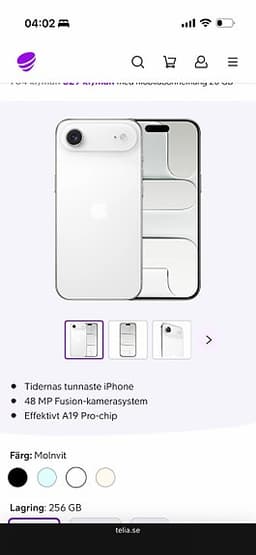 Apple iPhone Air 256 GB vit