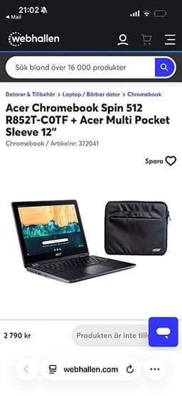 Acer Chromebook Spin 512 12" bärbar dator