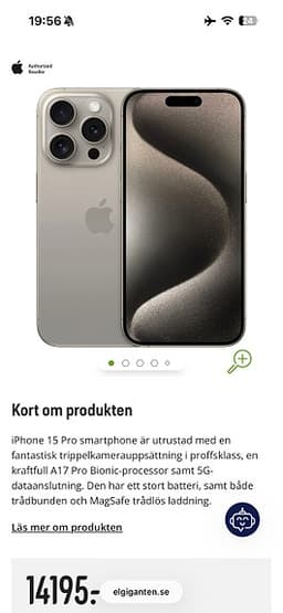 Apple iPhone 15 Pro smartphone 128 GB titan