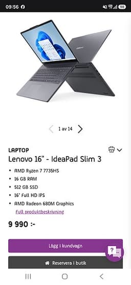 Lenovo IdeaPad Slim 3 16" laptop grå