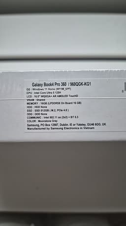 Helt ny Samsung Galaxy Book4 Pro 360 16" Touch (Oöppnad)