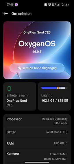 OnePlus Nord CE5 mobil 128 GB 8gb 5G