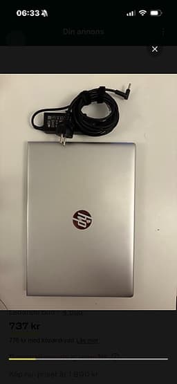 HP laptop 15" silver Intel i5 8GB RAM Windows 64 bit