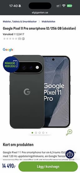 Google Pixel 11 Pro smartphone 12/256 GB (obsidian)