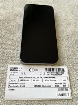 Apple iPhone 15 Pro 256 GB vit