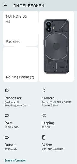 Nothing Phone (2) 512GB / 12GB RAM – Komplett i originalkartong