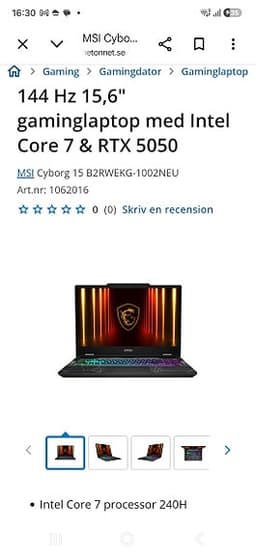 MSI Cyborg 15 gaminglaptop 15 tum svart