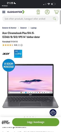 Acer chromebook plus - bärbar dator, grå
