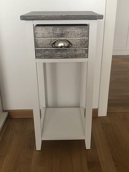 vidaXL Sängbord med 1 låda grå och vit